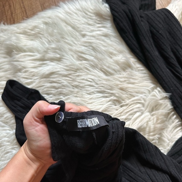 REFORMATION Adrian Ribbed Jumpsuit In Black - Picture 7 of 8